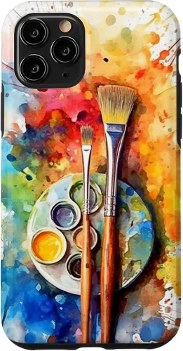 Vista 29 de Watercolor Paints Paleta y pincel pintor artista caso para iPhone 17
