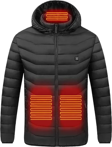 Vista 2 de Chaqueta eléctrica con calefacción, para hombres y mujeres, chaqueta con capucha eléctrica USB, calentador de cuerpo, chaqueta con capucha