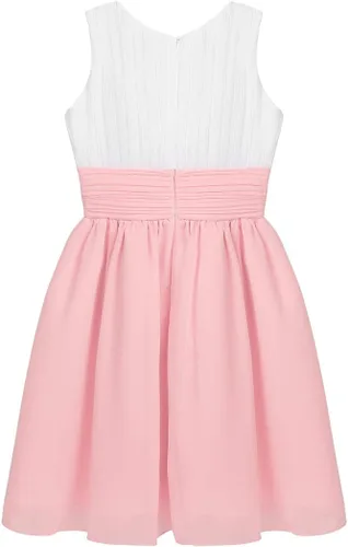 Vista 5 de YiZYiF Vestido plisado de gasa sin mangas para niña de las flores, vestido de dama de honor