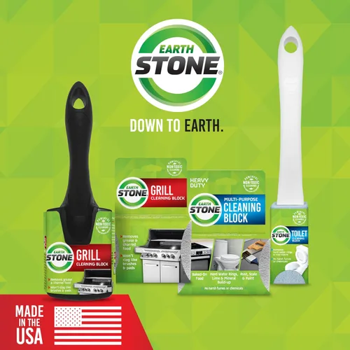 Vista 7 de EarthStone Kit de bloque de limpieza de parrilla, raspador sin cerdas, 3 bloques de limpieza de parrilla y mango EZ-Grip de 7 pulgadas