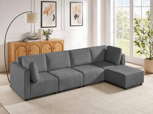 Vista 21 de Sofá biplaza de 66.9 pulgadas, sofá cama modular convertible de 2 plazas de pana, moderno juego de sofá combinado gratuito para sala de estar y Beige