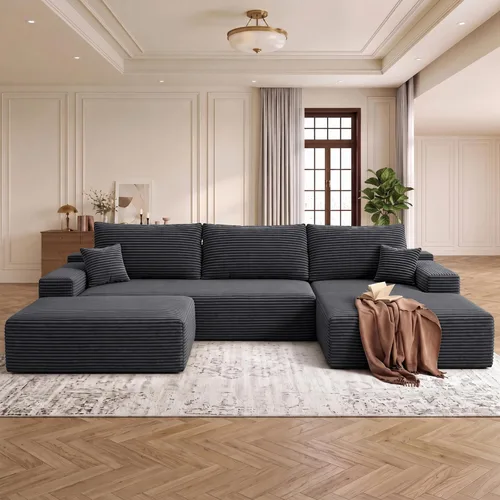 Vista 41 de AUGOP Sofá modular moderno de 96 pulgadas para sala de estar, sofá modular con sofás en forma de L, sofá tapizado sin hueso, asiento profundo, sofá