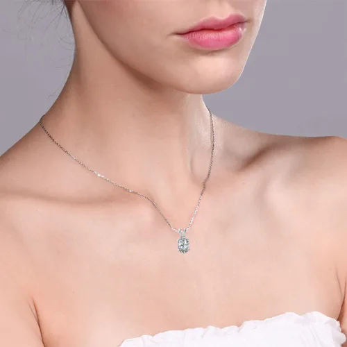 Vista 2 de The Diamond Deal VS1-VS2 Clarity (.25-1.00 quilates) Cttw Cttw - Collar con colgante de diamante solitario de forma ovalada cultivado en laboratorio