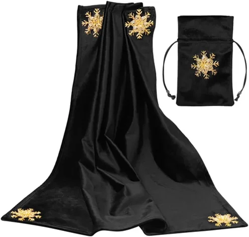 Vista 28 de BLESSUME Wizard Tarot Mantel y bolsa Cuadrado Azul Tarot Paño Negro