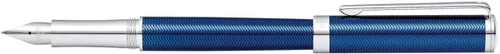 Vista 2 de Sheaffer Pluma estilográfica azul translúcida grabada intensamente con tapa cromada, borde y punta mediana Grabado azul translúcido
