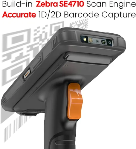 Vista 2 de RAYOUNGTEK Robusto Android escáner de código de barras portátil PDA computadora móvil con empuñadura de pistola, pantalla de 6.0 "Octa-Core 2.0GHz