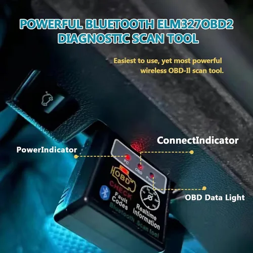Vista 5 de Herramienta de diagnóstico inalámbrico Bluetooth OBD2, lector de código de vehículo para automóvil, restablecimiento de herramienta de escaneo