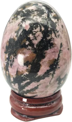 Vista 22 de Fekuar Figura de huevo de piedra, cristal curativo pulido, escultura de esfera de huevos de Pascua con soporte de madera, piedra de ojo de tigre