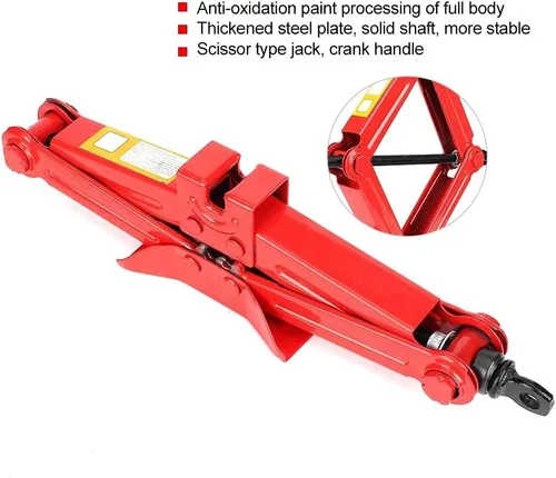 Vista 2 de Aramox Scissor Jack, Coche Automotriz Scissor Jack Emergencia Crank Stand Tool Rojo
