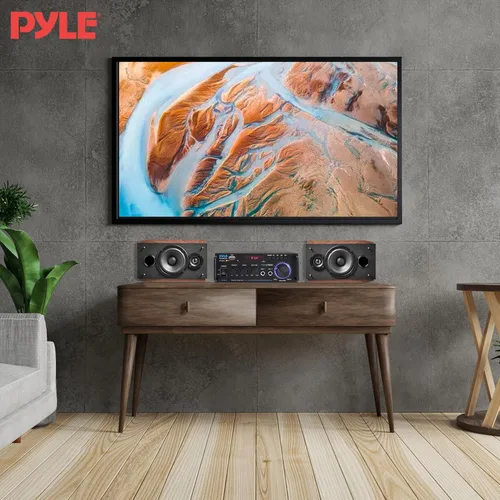 Vista 7 de Pyle Amplificador de potencia estéreo de 200W con Bluetooth - Receptor de audio de doble canal - Pantalla LED - RCA - USB - SD - ENTRADA MIC - Radio