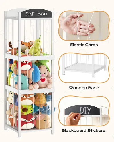 Vista 3 de CHOEZON Almacenamiento de animales de peluche, organizador de animales de peluche con cordones elásticos, soporte para animales de peluche