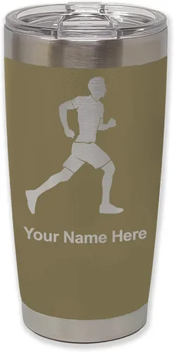 Vista 18 de LaserGram Personalized 20oz Tumbler, Running Man (Black)