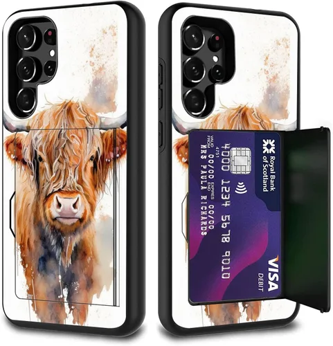 Vista 11 de Funda híbrida de doble capa con función atril para Samsung Galaxy A16 5G de 6.9 pulgadas, diseño de vaca con bandera estadounidense