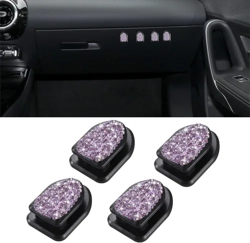 Vista 10 de WINKA Ganchos brillantes para automóvil, 4 piezas, accesorios de cristal, lindo gancho para salpicadero, llaves, lentes de sol, gancho