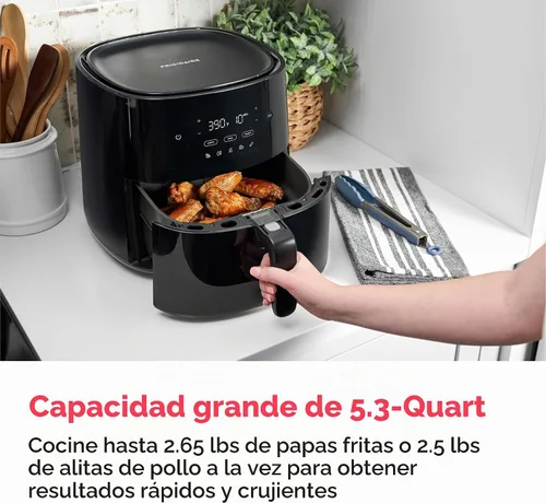 Vista 8 de Frigidaire Freidora de aire 3 en 1, capacidad grande de 5.3 cuartos de galón, pantalla digital, 3 modos de cocción, 5 preajustes de recetas