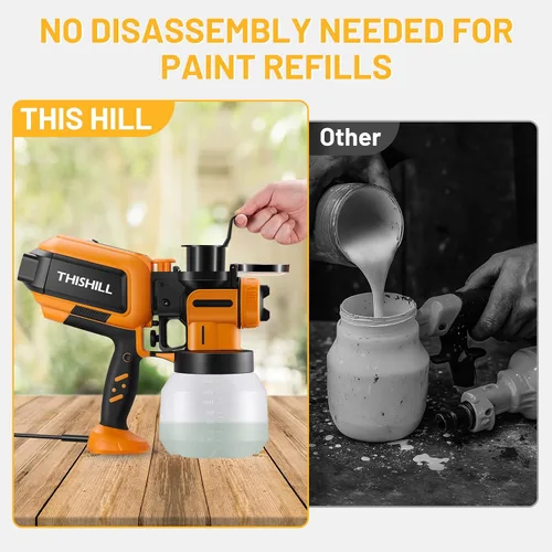 Vista 2 de This Hill Pistola eléctrica de pintura en aerosol de alta potencia de 1000 W, pulverizador de pintura de contenedor de 50.7 fl oz para pintura