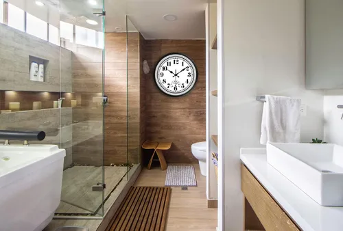 Vista 7 de JENLYSTIME Reloj de pared impermeable retro para interiores y exteriores 12 plata