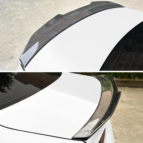 Vista 3 de Alerón de maletero de fibra de carbono real para Audi A4 S4 B9 Sedan 2017-2024 Estilo H (patada alta), se adapta a todos los sedanes B9 A4 y S4