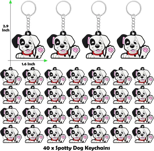 Vista 2 de CiciBear Paquete de 40 llaveros de perro irregular, decoración de fiesta para cachorros, animales de mascota, Let's Pawty, amante de los animales
