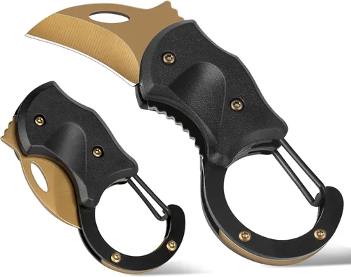 Vista 8 de FUNBRO Cuchillo de bolsillo pequeño, cortador de caja fría con hoja afilada de 1.34 pulgadas 1 paquete ámbar