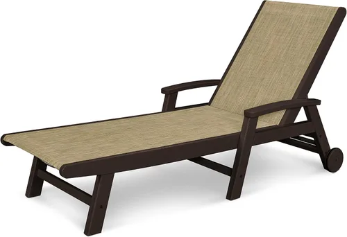 Vista 17 de POLYWOOD® Tumbona costera, negro/honda de arpillera Negro / eslinga de arpillera
