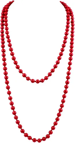 Vista 10 de modernas perlas de imitación de vidrio de lujo para mujer, collar de perlas largo hecho a mano para fiestas de 55" Negro
