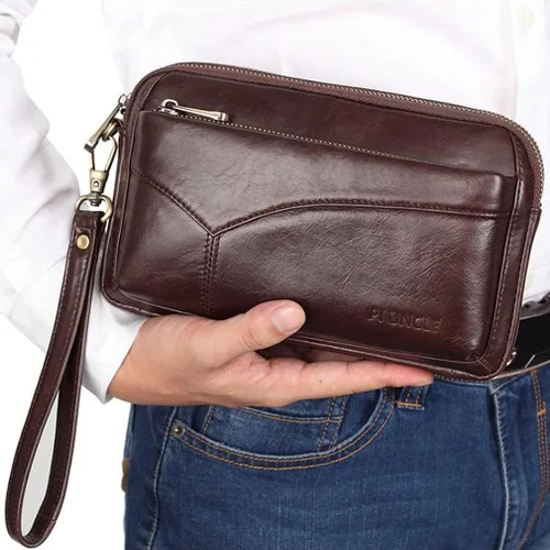 Vista 3 de Hebetag Cartera de cuero para hombre organizador de muñeca