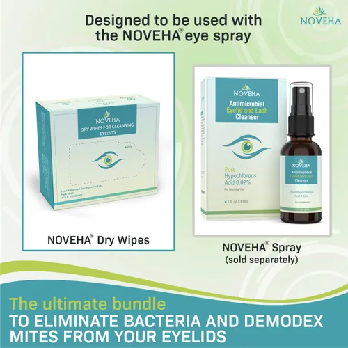 Vista 5 de NOVEHA 60 toallitas secas – Toallitas limpiadoras diarias de ojos y nasales suaves e hipoalergénicas – Eliminación de maquillaje – Calma, alivia