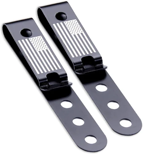 Vista 19 de HolsterSmith - Clip universal de metal para cinturón para hacer fundas, modelo 5, (3 agujeros), color negro táctico