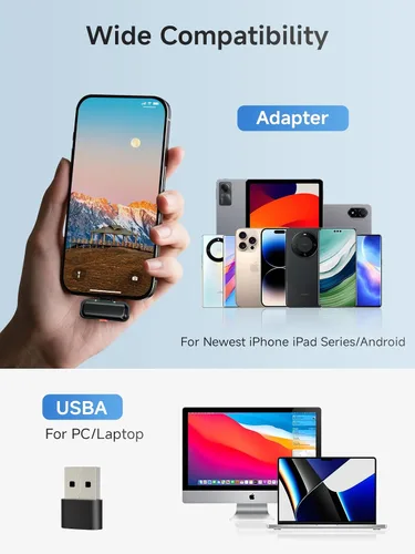 Vista 7 de BILIWAL Micrófono Lavalier inalámbrico para iPhone 15/16 y Android y PC, micrófono magnético de solapa con clip con cancelación de ruido de 2.4G