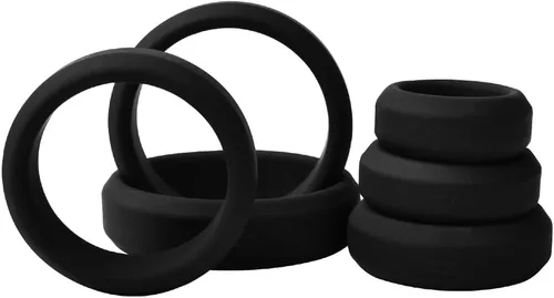 Vista 6 de Cob Anillos de silicona para hombres, paquete variado de 6 tamaños, anillos elásticos para el pene para adultos, juguetes de bienestar sexual