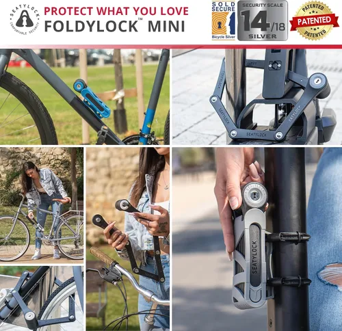 Vista 4 de Seatylock FoldyLock Mini Candado Plegable para Bicicleta - Candado de Bicicleta Ligero Patentado de Servicio Pesado - Protector Antirrobo con Llave