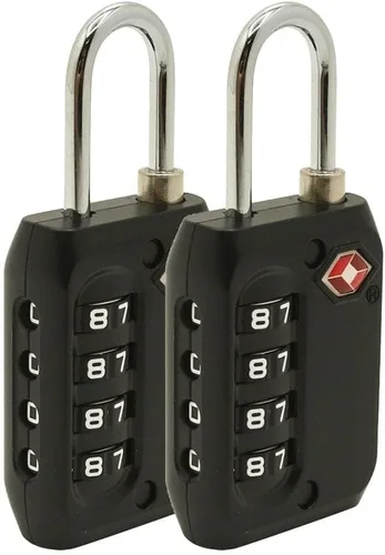 Vista 4 de Primex 9507001 Candados de combinación de 4 dígitos aprobados por la TSA, zinc negro, ideal para viajes, maletas, casilleros de gimnasio, cajas