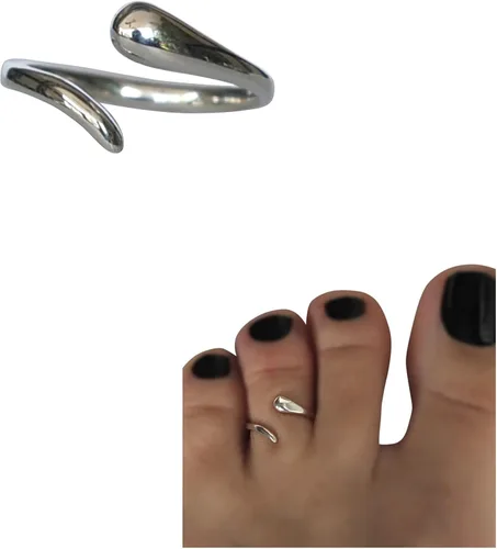 Vista 14 de Creations - Anillo de plata de ley 925 hecho a mano, anillo de dedo del pie ajustable, fino clásico delicado dedo abierto, anillos de meñique