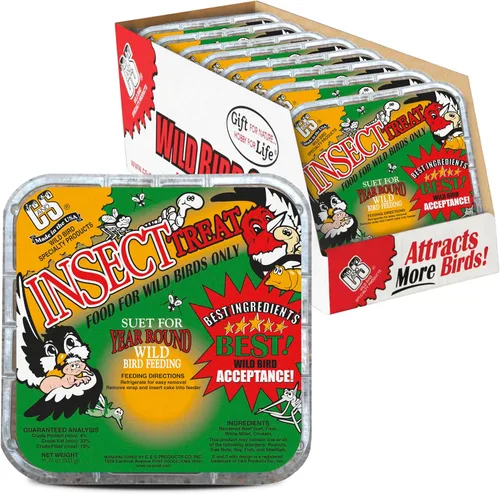 Vista 14 de C&S Premio de sebo para pájaros carpinteros, comida para pájaros silvestres al aire libre para carpinteros, reyezuelos y más, paquete de 8