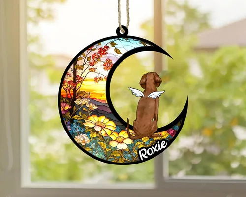 Vista 383 de LOVELYPOD Adorno de Navidad personalizado para perro Basset Hound (marrón) Basset Hound (marrón) adorno para atrapasoles de perro, razas de perros