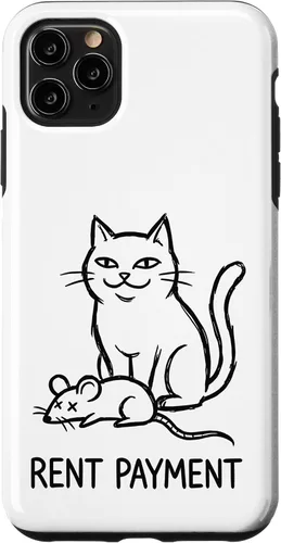 Vista 13 de Pago de alquiler Humor divertido gato para gato papá gato mamá caso para iPhone 17