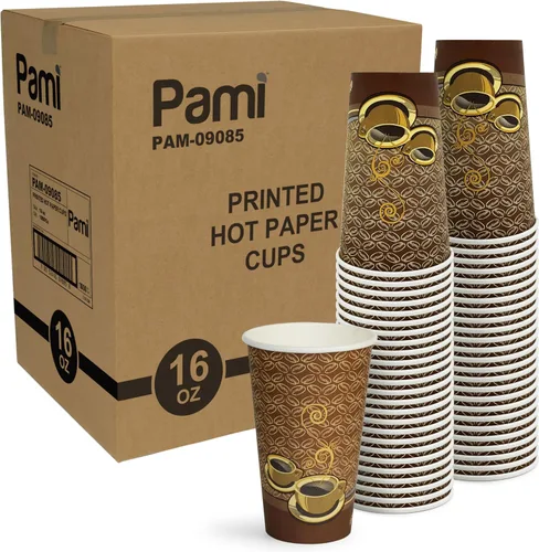 Vista 10 de PAMI Vasos de papel para café caliente de 8 onzas, [Paquete de 50], desechables, para llevar para bebidas calientes, vasos de papel de un solo uso