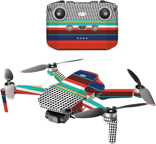 Vista 7 de MightySkins - Compatible con DJI Mini 2 Dron portátil – Aqua Chevron Funda protectora de vinilo duradera y única Fácil de aplicar, quitar y Acua