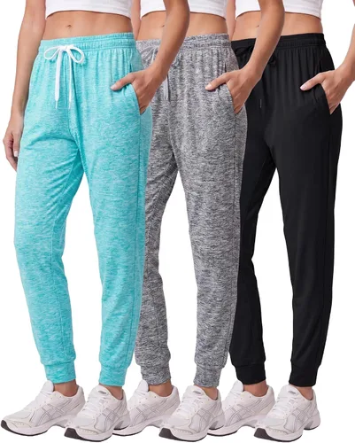 Vista 7 de Paquete de 3 pantalones deportivos de ajuste seco para mujer, con bolsillos para descansar Conjunto 1