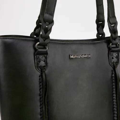 Vista 4 de Montana West Bolsos de mano de cuero genuino para mujer, bolsos de hombro con borla