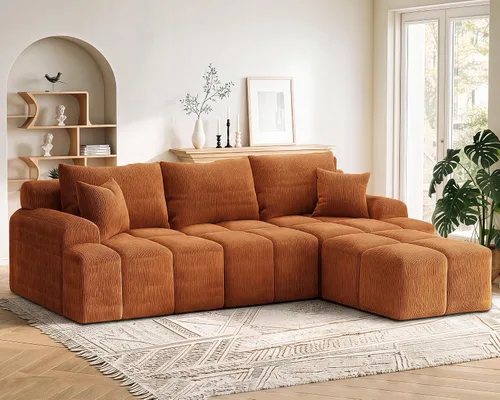Vista 13 de Vipbear 120" Oversized Modular Sectional Sofa, Boneless Couch for Living Room, L Shape Deep Seat Sofa with Ottoman, Throw Pillows, Comfy Chenille