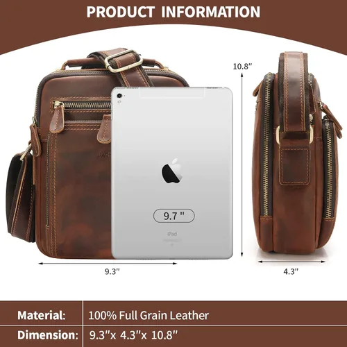 Vista 2 de JackChris Bolso bandolera de cuero para hombre bolso cruzado para el trabajo negocios