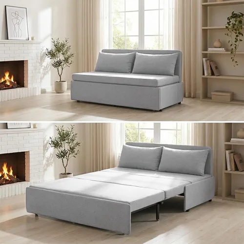 Vista 17 de Mjkone Sofá cama extraíble tamaño individual de 43 pulgadas de ancho con sofá cama extraíble, sofá individual convertible 2 en 1 con almohadas