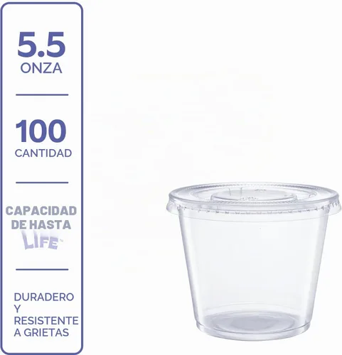 Vista 2 de Recipientes de plástico descartables con tapa para separar porciones o hacer souffle, Translúcido Leak-Proof, BPA-Free, Crack-Resistant, Stackable