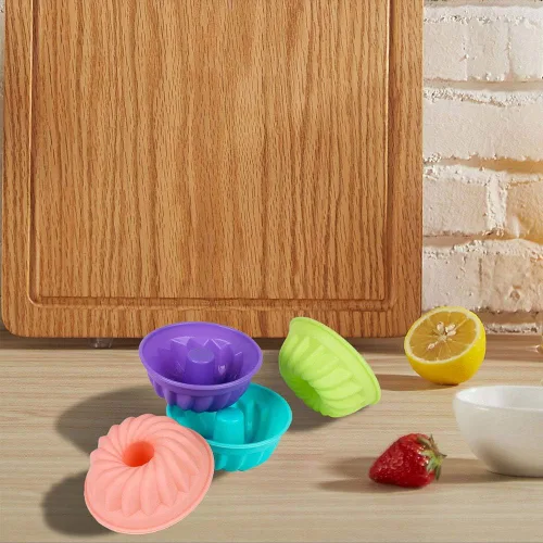 Vista 4 de GiFBERA Mini tubo estriado de silicona para hornear moldes de 3 pulgadas para tartas, se adapta a moldes estándar para magdalenas/cupcakes, 12