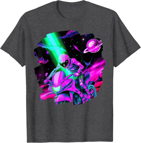 Vista 30 de Camiseta de motociclista espacial para motociclista astronauta, Negro, S