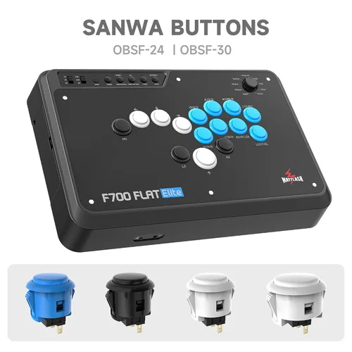 Vista 10 de MAYFLASH F700 FLAT Elite Wireless Arcade Stick Leverless All Button Controller with Sanwa buttons Compatible with PS5, PS4, PC, Xbox Series S/X
