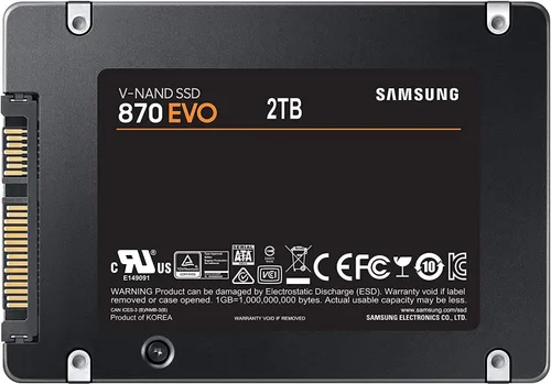 Vista 6 de Samsung Electronics 870 EVO 2TB 2.5" SATA III SSD Interno (MZ-77E2T0B/AM)