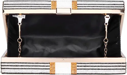 Vista 6 de Covelin Bolso de mano Dollar para mujer, bolso de noche con diamantes de imitación